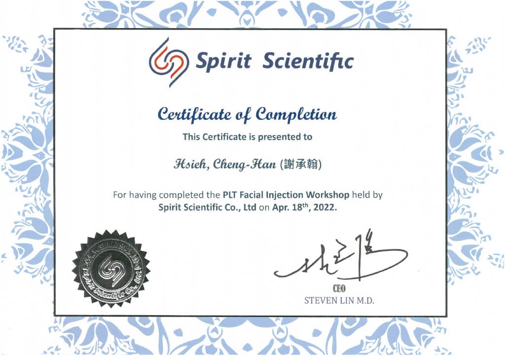 HSIEN PLT Certificate